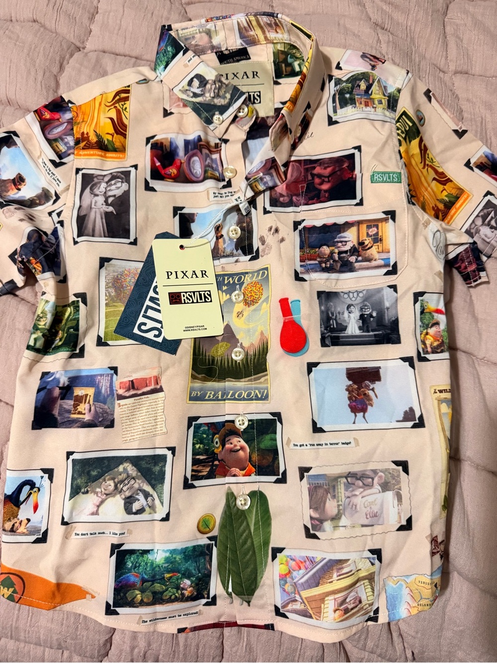 RSVLTS Beige Pixar Panel Print Short Sleeve Shirt